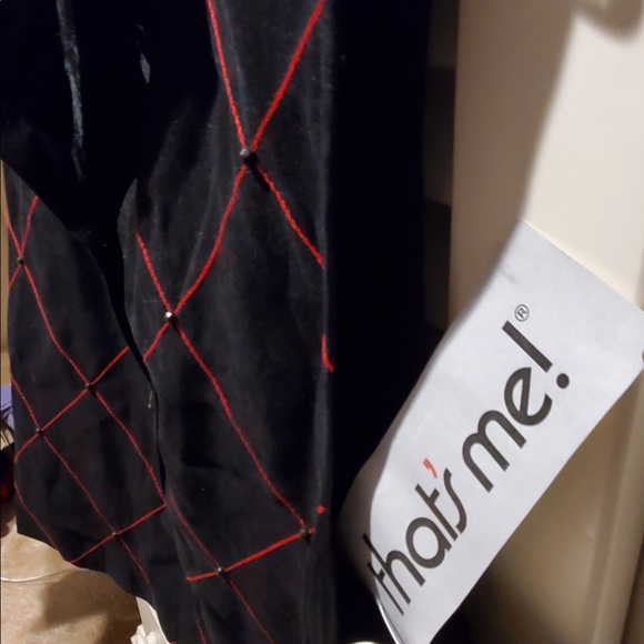 Vintage That's Me black/red women's vest fur collar 12 - Picture 2 of 6